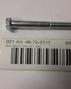 Hexagon head screw M 8x 70 DIN 931  galv